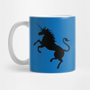 Black Coloured Rearing Scottish Unicorn On Saltire Blue Background Mug